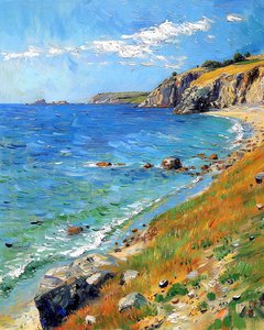 Paysage avec des côtes rocheuses