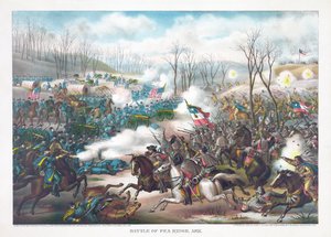 Bataille de Pea Ridge, Arkansas, pub. Kurz & Allison, 1889