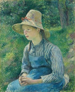 Jeune paysanne avec un chapeau de paille
