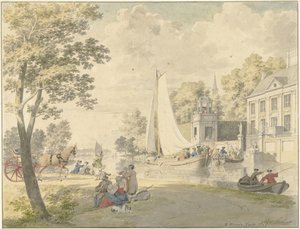 Scène de campagne estivale avec bateaux de plaisance