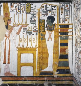 Néfertari faisant une offrande de lin à Ptah (détail)