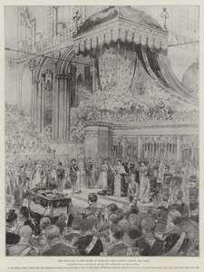 Le couronnement de la reine des Pays-Bas, Sa Majesté prêtant serment (gravure)