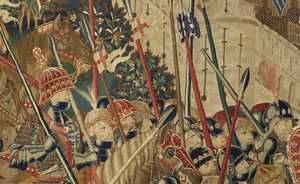 Tapisserie montrant les conquêtes du roi Alphonse V de Portugal, Tournai. Détail.