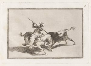 Le Maure courageux Gazul est le premier à lancer des taureaux selon les règles, Planche 5 de La tauromachie