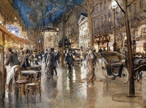 Soirée sur un boulevard parisien