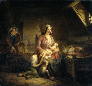 Une dame riche rend visite à une famille pauvre