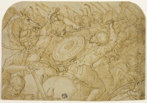 Escarmouche de cavalerie (recto); Croquis architectural (verso)