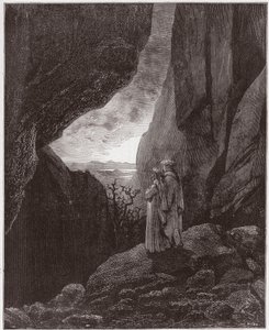 La Divine Comédie, Inferno, Chant 34 : Virgile et Dante montent au monde supérieur - par Dante Alighieri (1265-1321) - Illustration par Gustave Doré (1832-1883)