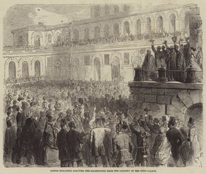 Victor Emmanuel saluant les Florentins depuis la galerie du Palais Pitti
