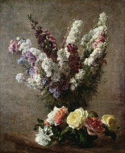 Roses et Delphiniums, 1885