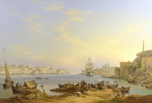 Grand Harbour, La Valette, Malte, 1850