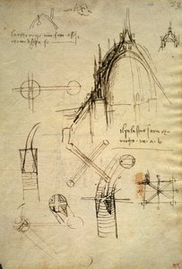 Détails architecturaux et section de la coupole du Duomo de Milan, f41 du Code Trivulzianus