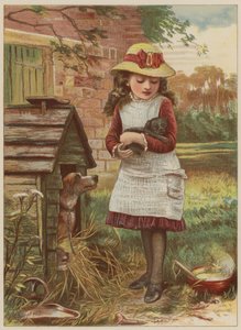Fille avec un chiot