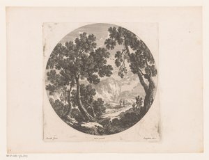 Paysage avec bergers derrière un troupeau