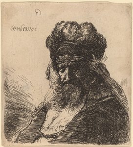 Vieil homme barbu avec un bonnet de fourrure, les yeux fermés