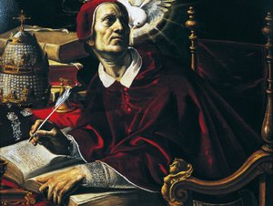 Saint Grégoire le Grand, peinture par Rutilio Manetti (1571-1639), huile sur toile, 67x89 cm, Italie
