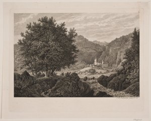 Paysage de montagne avec une église