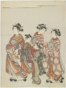 Courtisane avec des assistants en parade, après 1766 - Suzuki Harunobu