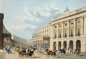 Le Quadrant, Regent Street, depuis Piccadilly Circus, publié par Ackermann, c.1835-50