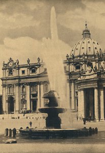 Rome - Place Saint-Pierre. Fontaine et façade par Carlo Maderno. Coupole par Michel-Ange, 1910