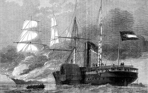 Le Nashville détruisant un marchand fédéral, Guerre civile américaine, 1861-1862, vers 1880