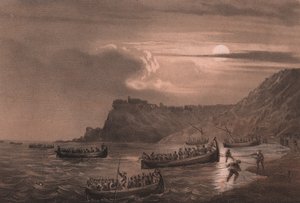 Débarquement de la première flotte des hommes de Garibaldi au fort Scilla, Calabre