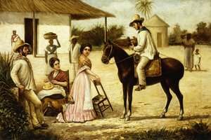 Famille de paysans à la porte de la grange, vers 1880