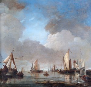 Grands navires et bateaux par temps calme