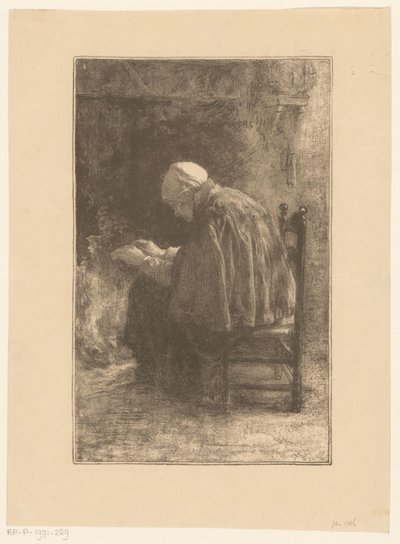 Vieille femme près du foyer - Jan Veth